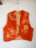 Upcycled vintage deken bodywarmer maat M/L oranje gebloemd, Ophalen of Verzenden, Nieuw, Oranje