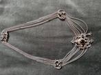 Antieke zilveren ketting met granaat., Antiek en Kunst, Ophalen of Verzenden