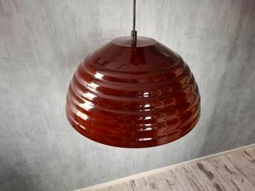 Vintage XL emaille hanglamp, bruin, jaren 70/80 beschikbaar voor biedingen