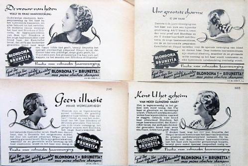 60+ vintage advertenties reclames kapper haren 1935-57 Kemt, Verzamelen, Merken en Reclamevoorwerpen, Gebruikt, Verzenden
