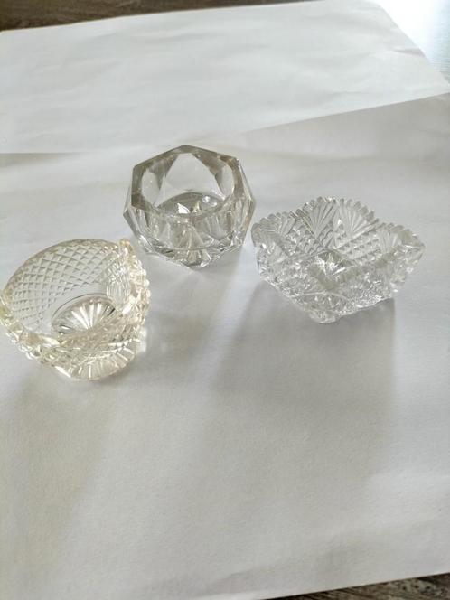 3 antieke kristallen zout potjes., Antiek en Kunst, Antiek | Glas en Kristal, Verzenden
