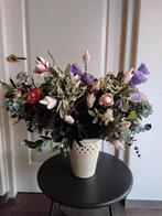 Groot boeket kunstbloemen (zijde) bloemen met aardewerk vaas, Huis en Inrichting, Ophalen of Verzenden, Zo goed als nieuw