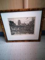 Schilderij de Kolk Rotterdam zwart wit, Antiek en Kunst, Ophalen