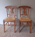 2 vintage aniek grenen eetkamerstoel biezen zitting, Ophalen of Verzenden