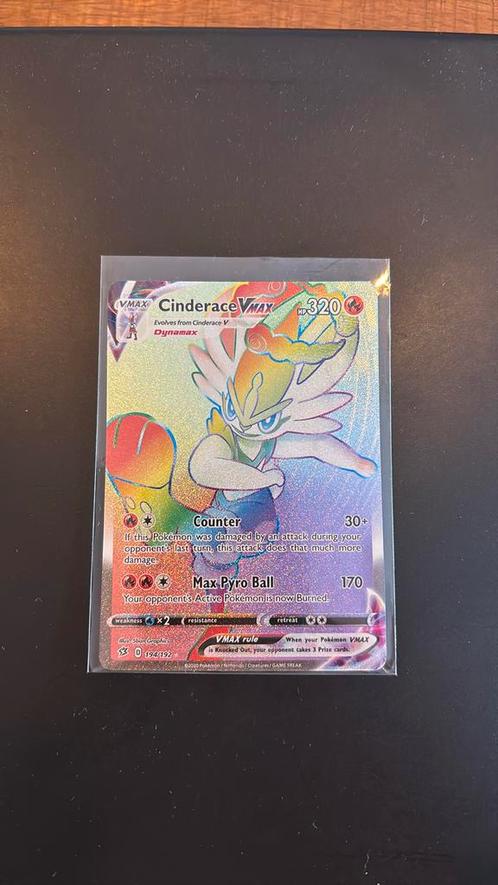 Cinderace Vmax 194/192, Hobby en Vrije tijd, Verzamelkaartspellen | Pokémon, Zo goed als nieuw, Losse kaart, Ophalen of Verzenden