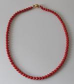 Halsketting bloedkoraal met 18 karat gouden sluiting, Sieraden, Tassen en Uiterlijk, Ophalen of Verzenden, Goud, Ketting, Met edelsteen