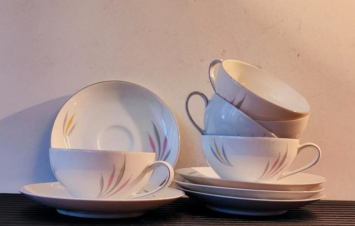 Arzberg 5x porseleinen vintage kop en schotel, Antiek en Kunst, Antiek | Servies los, Ophalen of Verzenden