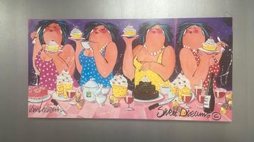 Van Leersum schilderij op houten frame dikke dames. 120x60 beschikbaar voor biedingen