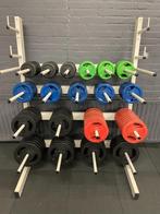 Gewichtenrek inclusief diverse gewichten en gewichtsstangen, Sport en Fitness, Fitnessmaterialen, Ophalen, Gebruikt, Overige typen