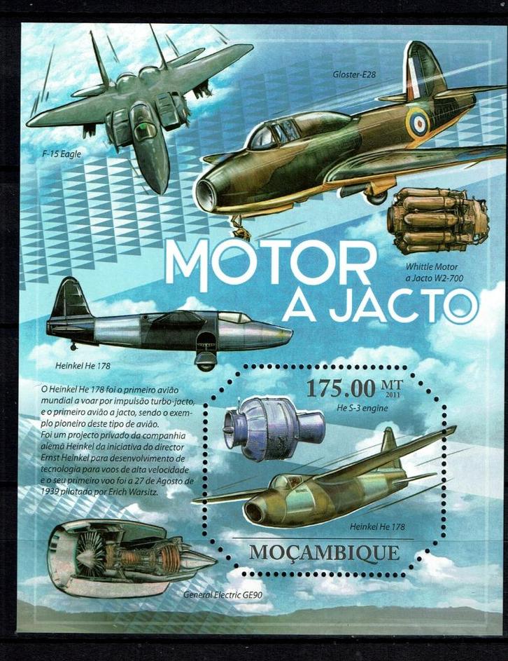 mocambique 2011 pf blok militaire luchtvaart vliegtuigen, Postzegels en Munten, Postzegels | Thematische zegels, Postfris, Vliegtuigen