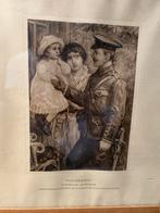 Ets van oorlogsverzet - thuiskomst ‘n moeilijk oogenblik, Antiek en Kunst, Kunst | Etsen en Gravures, Ophalen of Verzenden