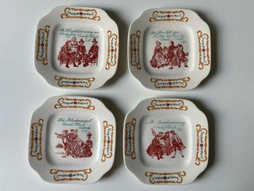 4 Boch Cornelus Troost gebaksborden - Vintage beschikbaar voor biedingen