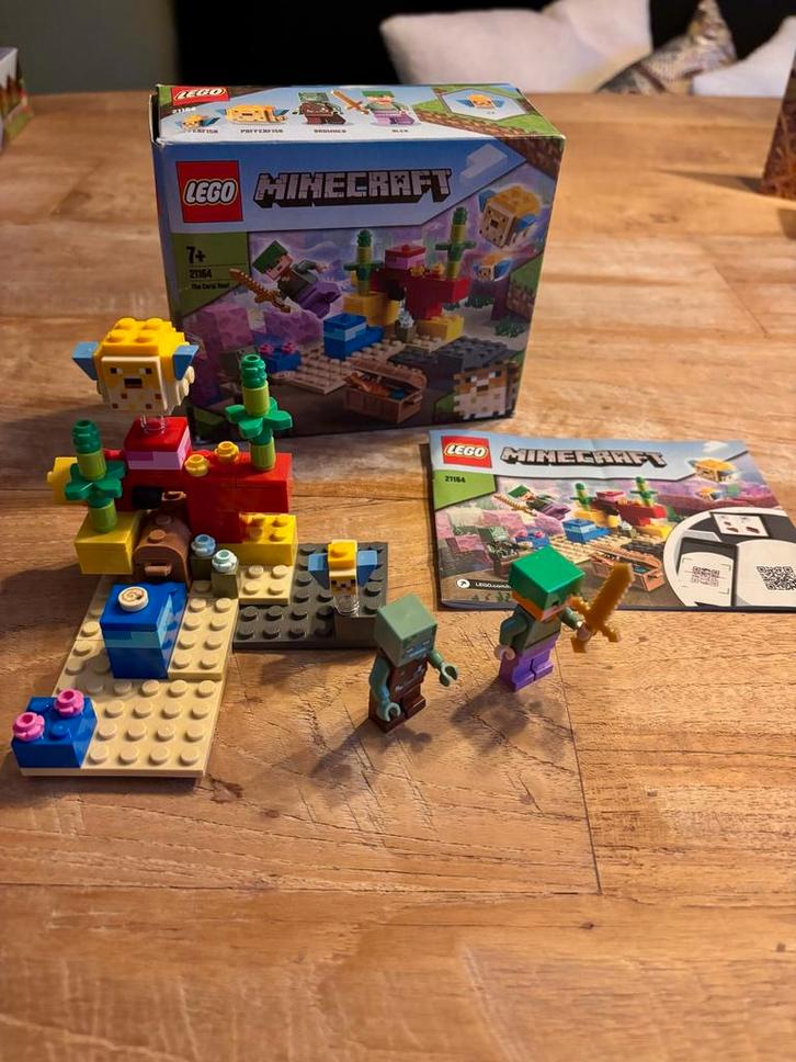 Lego Minecraft 21164 Het Koraalrif, Kinderen en Baby's, Speelgoed | Duplo en Lego, Zo goed als nieuw, Lego, Complete set, Ophalen of Verzenden