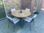 Buiten eettafel Flore antraciet incl. stoelkussens, Ophalen, Zo goed als nieuw