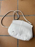 Vintage retro wit leren kniptasje kniptas beugeltas damestas, Ophalen of Verzenden, Zo goed als nieuw, Wit, Schoudertasje