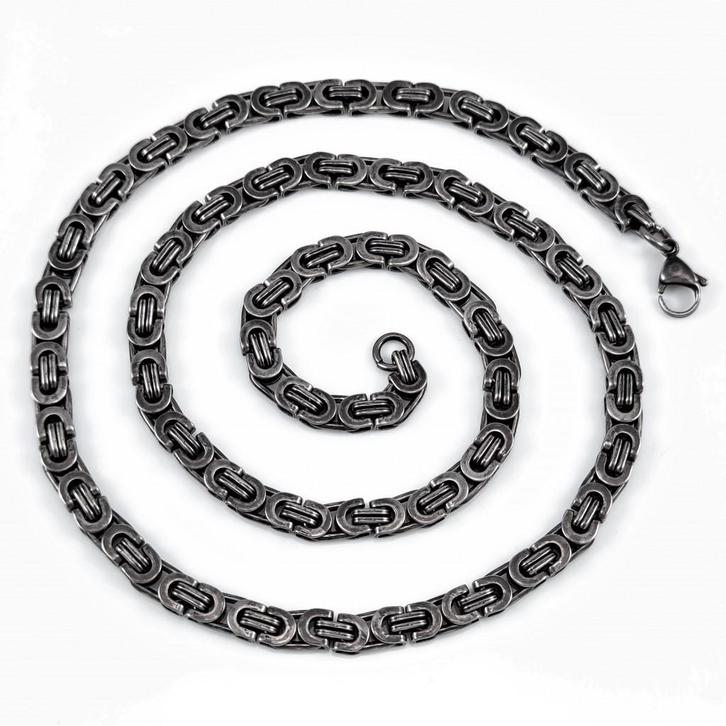 68cm x 6,5mm Koningsketting Heren RVS Verouderde Zilverkleur, Sieraden, Tassen en Uiterlijk, Kettingen, Nieuw, Overige materialen