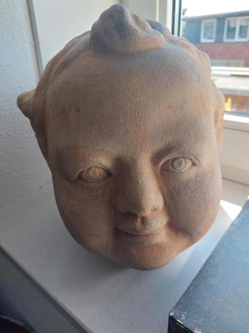 Groot terracotta kinder hoofd. Voor interieur of tuin... beschikbaar voor biedingen