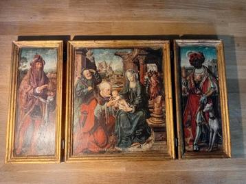 Oud Houten Drieluik - Aanbidding der Wijzen beschikbaar voor biedingen