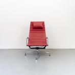 1x Vitra Eames EA 124 Fauteuil Rood Leer - Chroom, Niet ingevuld, Niet ingevuld, 75 tot 100 cm, Ophalen of Verzenden
