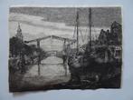 Ets stadsgezicht N-Holland ophaalbrug kotters, P. Matthes, Verzenden