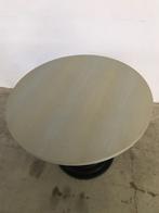 Te koop ronde tafel met houten blad en zwarte voet, Ophalen, Zo goed als nieuw, Rond, 50 tot 100 cm