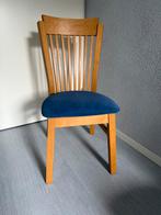 Eetkamerstoel licht eiken met blauwe zitting 4x, Huis en Inrichting, Stoelen, Ophalen, Zo goed als nieuw, Blauw, Vier