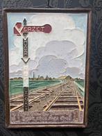 Cloisonné tegel Spoorwegstaking 'De Porceleyne Fles', Antiek en Kunst, Antiek | Wandborden en Tegels, Ophalen of Verzenden