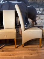 6 klassieke eettafel stoelen beige leer met hoge leuning, Vier, Leer, Zo goed als nieuw, Ophalen