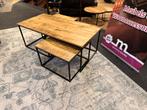 Salontafel 3-Delig rechthoekig mango Direct/leverbaar E-7233, Ophalen, 100 tot 150 cm, #Salontafel#Mangohout#3-Delig#Metaal, Nieuw