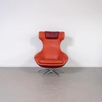 1x Leolux Caruzzo PLUS Fauteuil + Voetenbank Donkerrood Leer, Huis en Inrichting, Fauteuils, 75 tot 100 cm, Ophalen of Verzenden