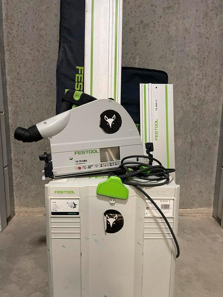 Festool ts 75 EBQ plus met geleiders, Doe-het-zelf en Verbouw, Gereedschap | Zaagmachines, Zo goed als nieuw, Invalzaag, 1200 watt of meer