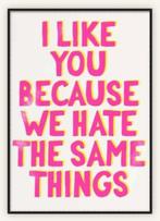 I like you because we hate the same things, Antiek en Kunst, Ophalen of Verzenden