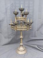 Gotische Koperen Antieke Kandelaar 10-armig., Ophalen, Gebruikt, Kandelaar, 50 tot 75 cm