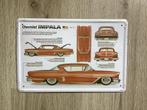 Retro CHEVROLET IMPALA 1958 reclame bord (geen emaille), Ophalen of Verzenden, Nieuw, Reclamebord