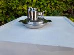 vintage rvs met glas tafelsetje peper en zout en Mostert, Overige typen, Ophalen of Verzenden, Overige stijlen, Glas