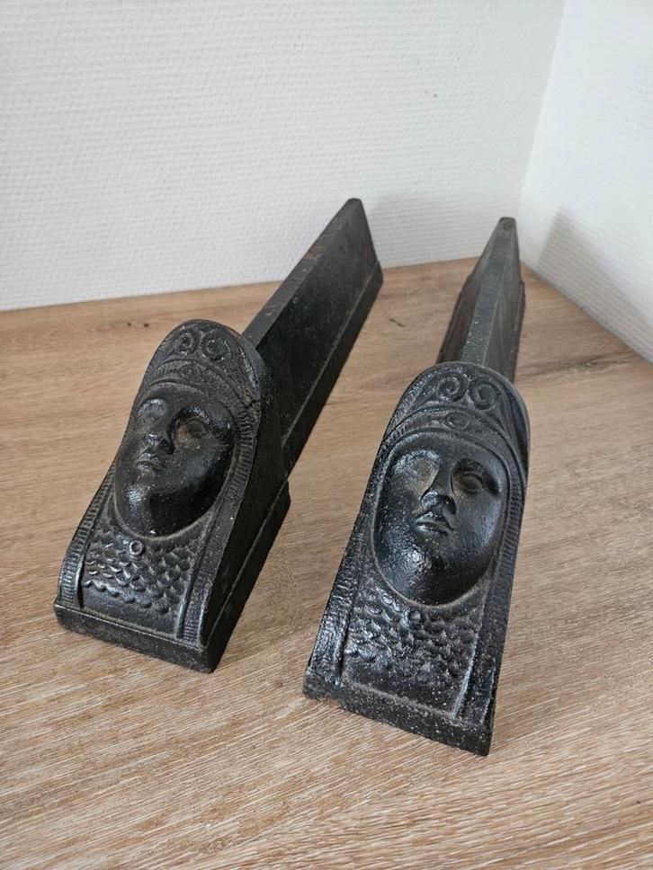 Gietijzeren haardbokken voor in openhaard, Antiek en Kunst, Curiosa en Brocante, Ophalen of Verzenden