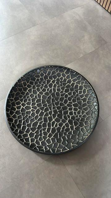 Ronde decoratieve schaal – Zwart & goud met croco print beschikbaar voor biedingen