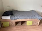 Net Eenpersoons bed, Beige, 90 cm, Ophalen of Verzenden, Zo goed als nieuw