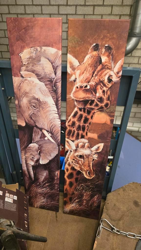 2 Canvas Schilderijen: Dier Moeder & Jong, Huis en Inrichting, Woonaccessoires | Schilderijen, Tekeningen en Foto's, Nieuw, Schilderij