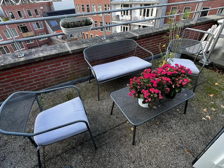 Tuinset / Balkonset - Bank, 2 stoelen & tafel, Tuin en Terras, Tuinsets en Loungesets, Zo goed als nieuw, Tuinset, Aluminium, 3 zitplaatsen