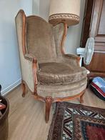 Vintage fauteuil met velours., Huis en Inrichting, Ophalen, Hout, Gebruikt, Vintage