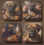 Bullmastiff Barok onderzetters met houder, Ophalen of Verzenden, Nieuw, Glas of Kopje