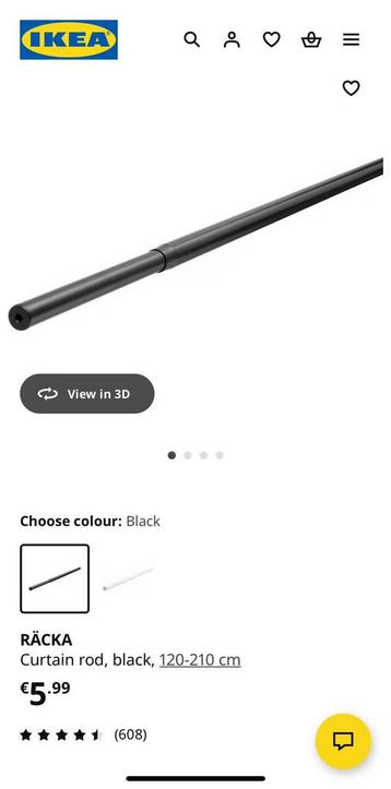 2 Ikea Räcka gordijnroedes 120-210 cm beschikbaar voor biedingen