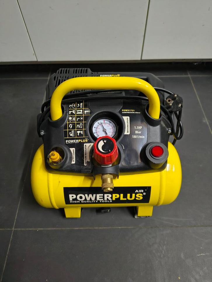 Compacte Powerplus Compressor - Ideaal voor kleine klussen, Doe-het-zelf en Verbouw, Compressors, Gebruikt, 6 tot 10 bar, Minder dan 25 liter