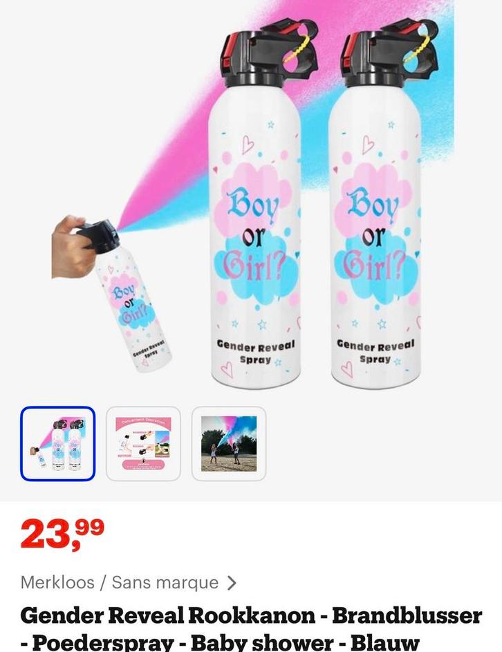 Gender Reveal Brandblusser - Jongen, Hobby en Vrije tijd, Feestartikelen, Nieuw, Overige typen, Geboorte of Huwelijk, Ophalen of Verzenden