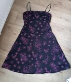 * Zwart met roze vintage 50’s jurk H&M, mt 40, zgan *, Knielengte, Maat 38/40 (M), H&M, Zo goed als nieuw