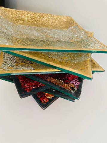 7x glazen mozaïek schaaltjes – kleurrijk decoratief beschikbaar voor biedingen