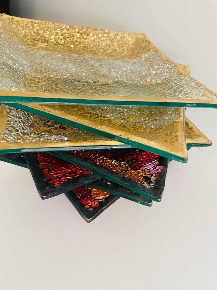 7x glazen mozaïek schaaltjes – kleurrijk decoratief, Huis en Inrichting, Woonaccessoires | Overige, Zo goed als nieuw, Ophalen of Verzenden