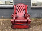 Engelse Chesterfield oorfauteuil oxblood rood, Ophalen of Verzenden, Gebruikt, 75 tot 100 cm