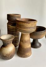 Loré Beesel keramiek vintage set 4 vazen bruin jaren 70, Antiek en Kunst, Antiek | Keramiek en Aardewerk, Ophalen of Verzenden